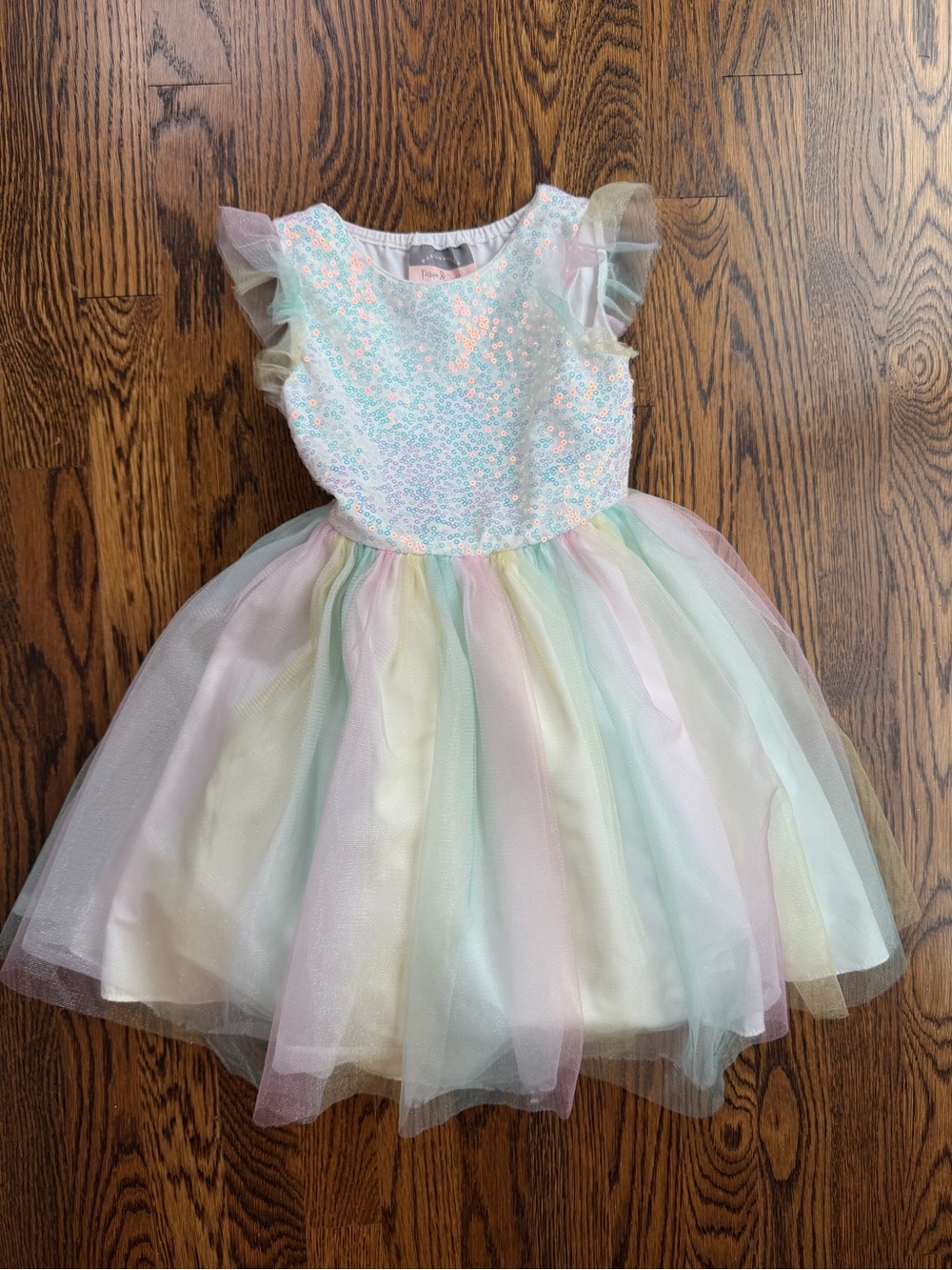 Pastourelle Pastel Rainbow Ballet Tulle Sequin Embellished Girl’s Dress